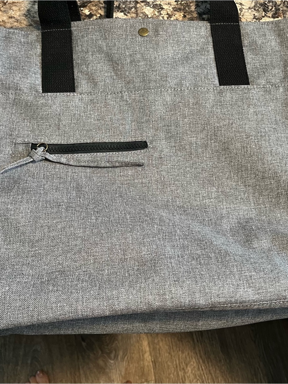 T-Shirt & Jeans Gray Travel Tote with Black Handles